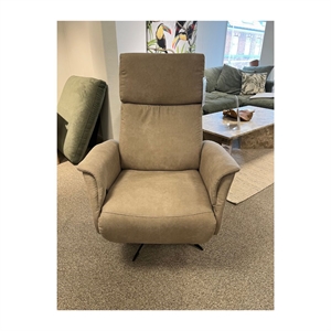 OUTLET - Austin lænestol med indbygget fodskammel - Jeep stof - Orion sokkel